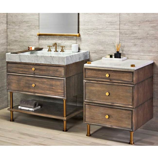 Elemental Vanity, With Split Drawers And Wood Shelf