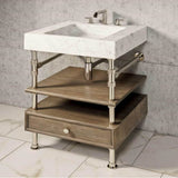 Stone Forest - Elemental Shelf Vanity, 24'' W, With Wood Shelf - Matte Black/Cement Gray Wood