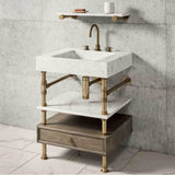 Stone Forest - Elemental Drawer Vanity, 24'' W, With 10'' H Drawer - Aged Brass/Walnut