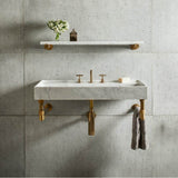 Stone Forest - Elemental Accessory Shelf, 36'' W - Aged Brass/Honed Carrara Marble