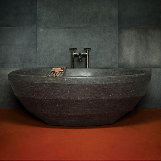 Stone Forest - Facet Bathtub - antique gray limestone