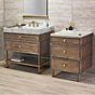 Stone Forest - Elemental Vanity, With Split Drawers And Wood Shelf - Matte Black/Cement Gray Wood