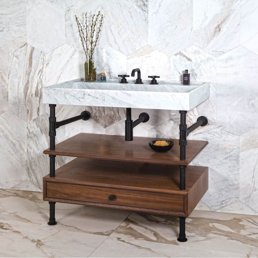 Elemental Console Vanity, 36'' W, With Drawer And Wood Shelf