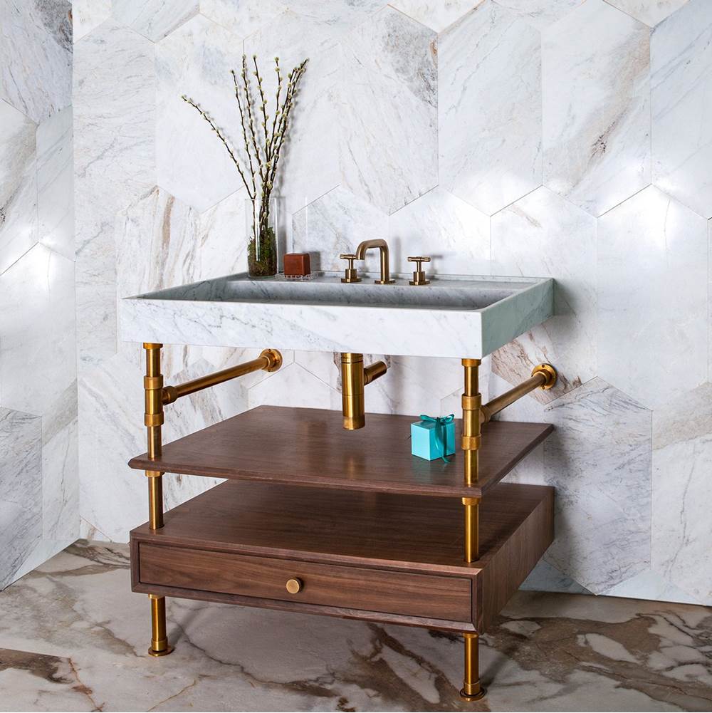 Elemental Console Vanity, 36'' W, With Drawer And Wood Shelf