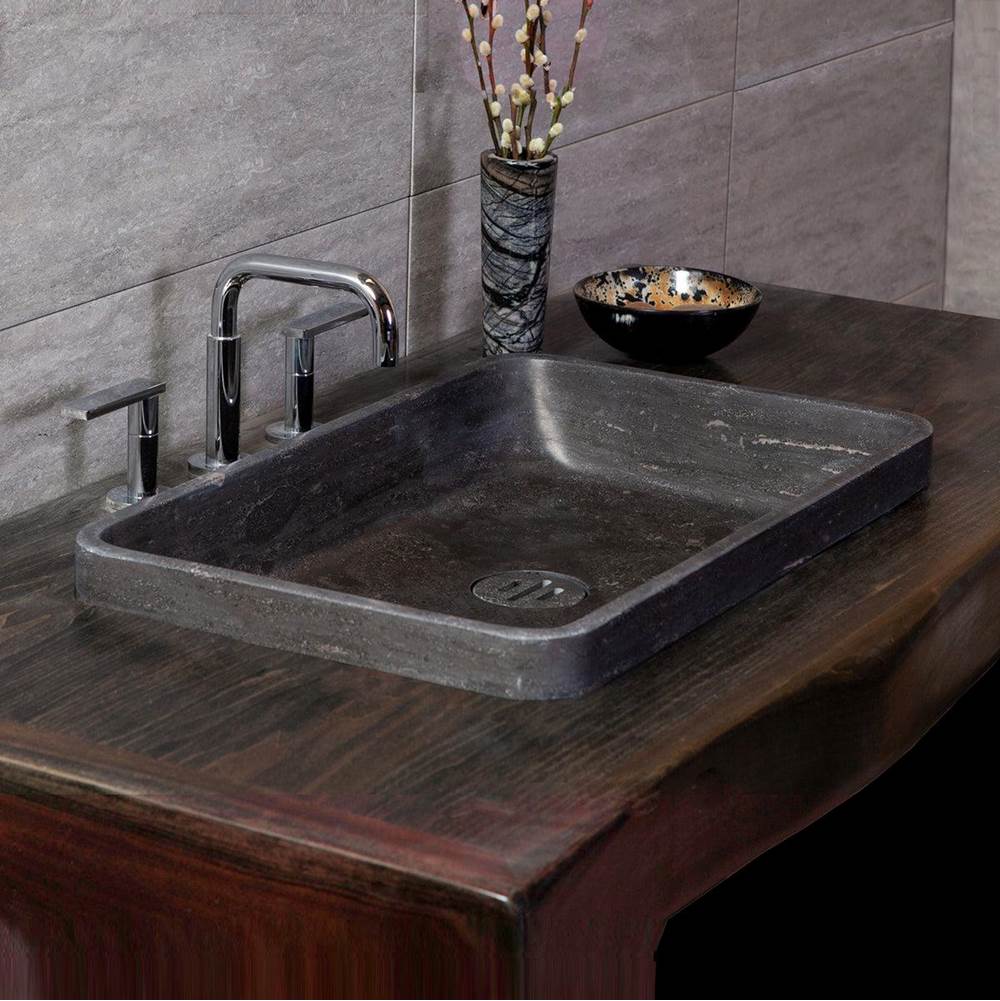 Stone Forest - Drop-In Contour Vessel, Rectangle - antique gray limestone