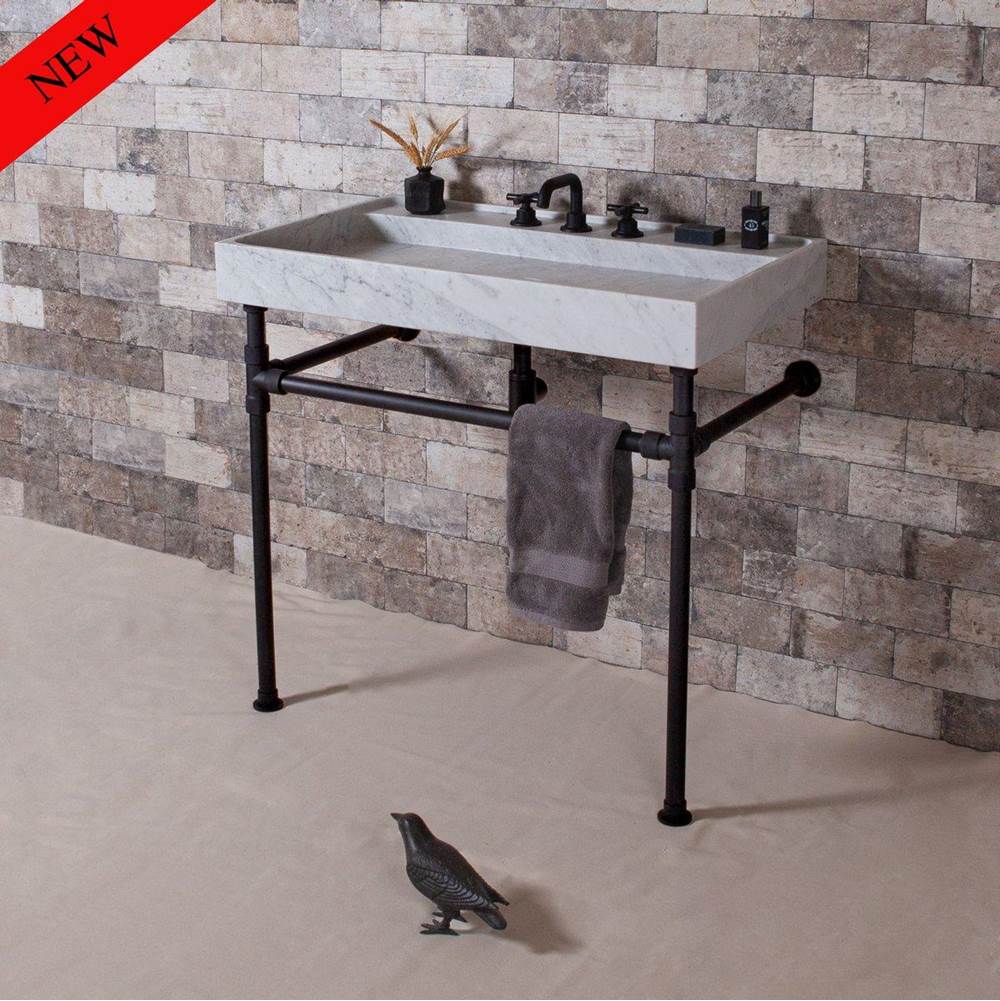 Stone Forest - Elemental Legs With Crossbar, For 24''X22'' Sinks.  Not For Trough Consoles - Polished Nickel
