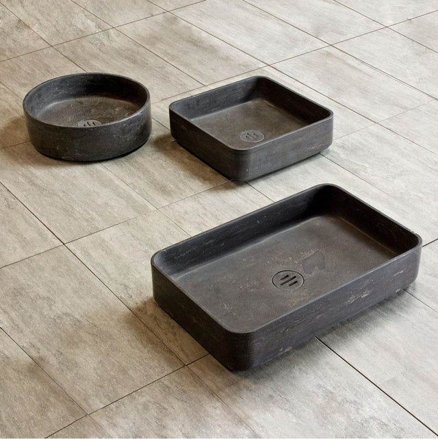 Stone Forest - Contour Vessel, Rectangle - antique gray limestone
