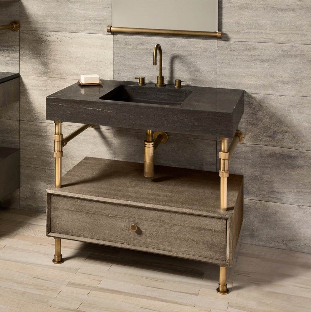 Stone Forest - Terra Vanity, 36'', Specify Faucet Drilling If Required - antique gray limestone