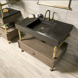 Stone Forest - Elemental Drawer Vanity, 36'' W, With 10'' H Drawer - Matte Black/Cement Gray Wood