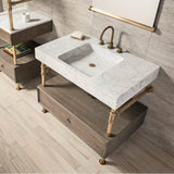 Stone Forest - Elemental Drawer Vanity, 36'' W, With 10'' H Drawer - Polished Nickel/Cement Gray Wood