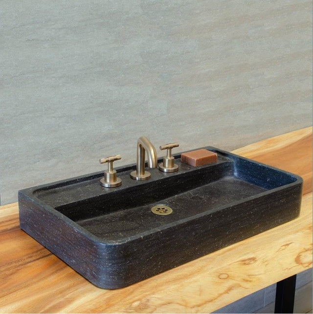 Stone Forest - Lumbre Sink, Specify Faucet Drilling If Required. - antique gray limestone