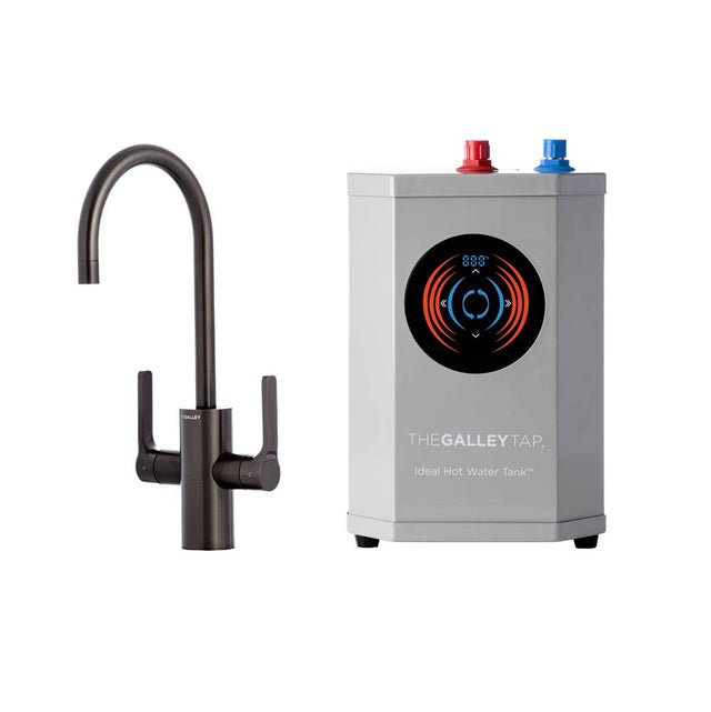 The Galley - Ideal Hot & Cold Tap in PVD Satin Black Finish Stainless Steel and Ideal Digital Hot Water TankE - PVD Satin Black