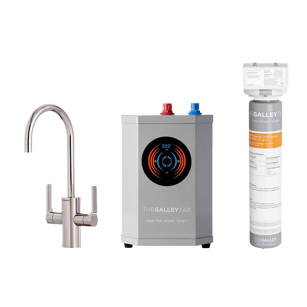 The Galley - Ideal Hot & Cold Tap in Polished Stainless Steel, Ideal Digital Hot Water TankE and Water Filtration System - Polished Stainless Steel