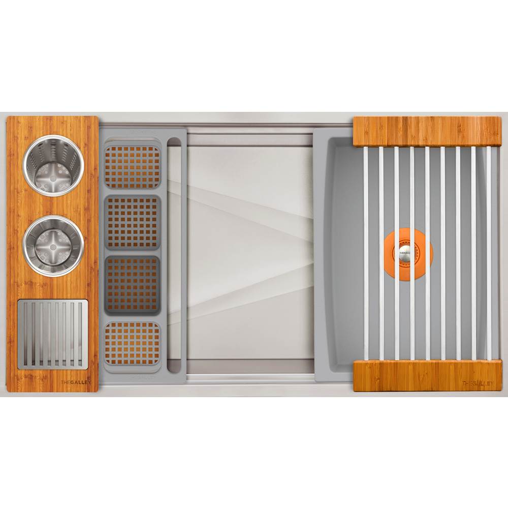 The Galley - Ideal WashStationE 3S with Four Tool Wash Kit in Natural Golden Bamboo / Exclusive Gray Resin+ - Natural Golden Bamboo