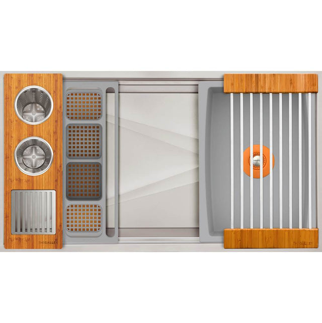 The Galley - Ideal WashStationE 3S with Four Tool Wash Kit in Natural Golden Bamboo / Exclusive Gray Resin+ - Natural Golden Bamboo