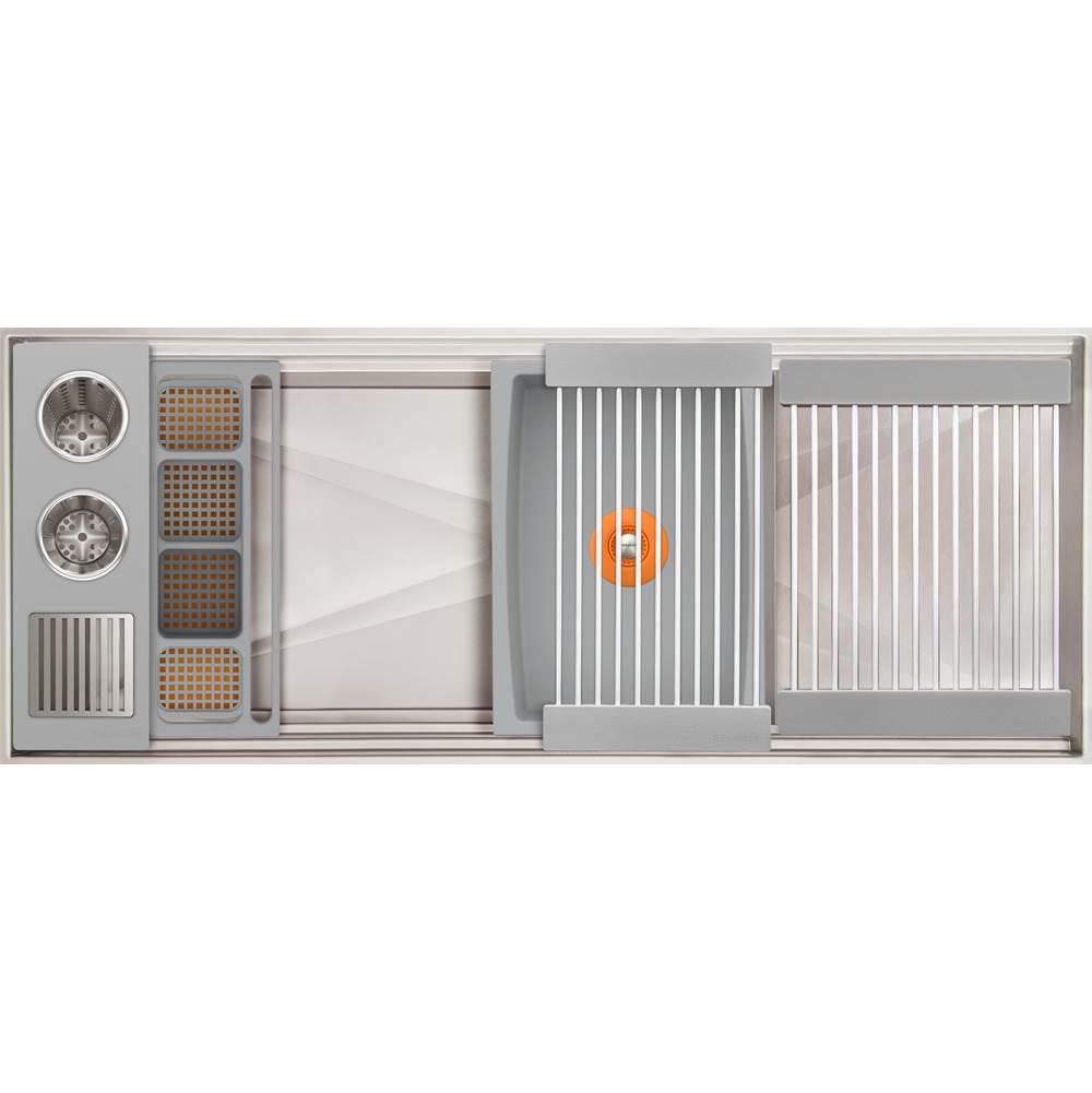 The Galley - Ideal ThinTopE WashStationE 3S + 12'' DryDock Drain Side, Four Tool Wash Kit, One DryDock Tool in Exclusive Gray Resin / Resin+ - Exclusive Gray Resin