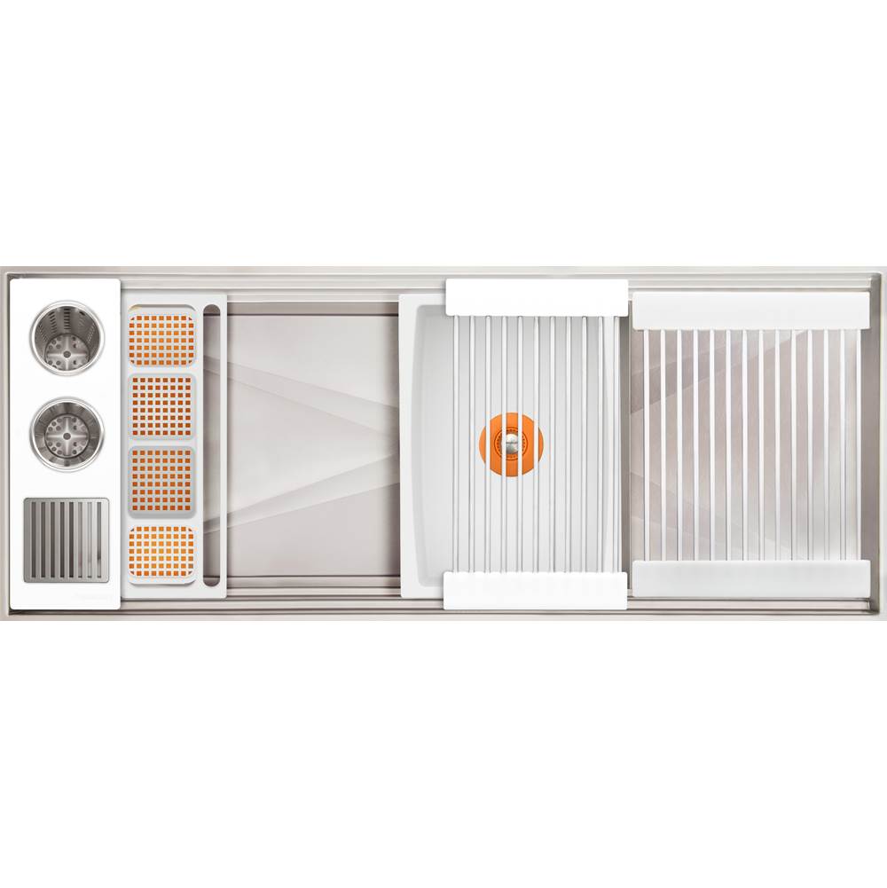 The Galley - Ideal ThinTopE WashStationE 3S + 12'' DryDock Drain Side, Four Tool Wash Kit, One DryDock Tool in Designer White Resin / Resin+ - Designer White Resin