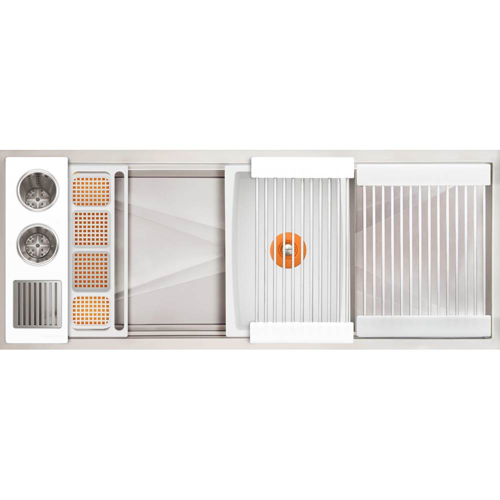 The Galley - Ideal WashStationE 3S + 12'' DryDock Drain Side, Four Tool Wash Kit, One DryDock Tool in Designer White Resin / Resin+ - Designer White Resin