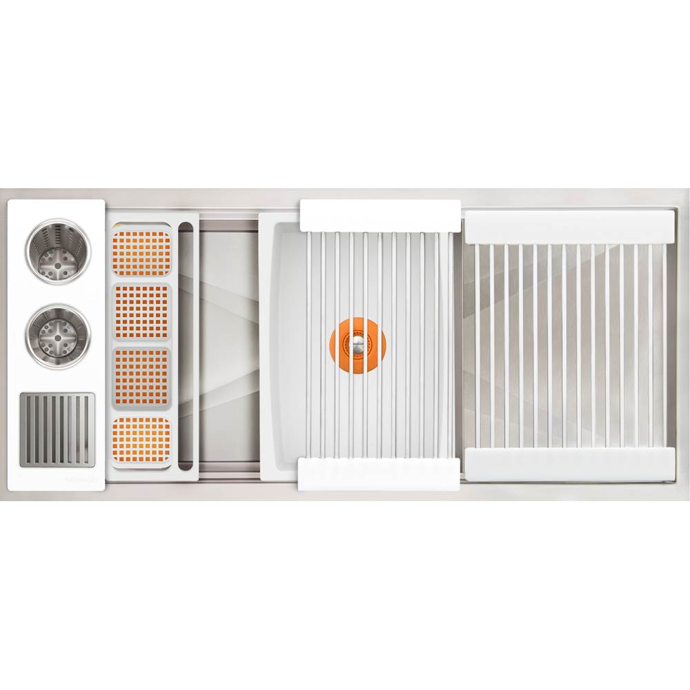 The Galley - Ideal WashStationE 30S + 12'' DryDock Drain Side, Four Tool Wash Kit, One DryDock Tool in Designer White Resin / Resin+ - Designer White Resin