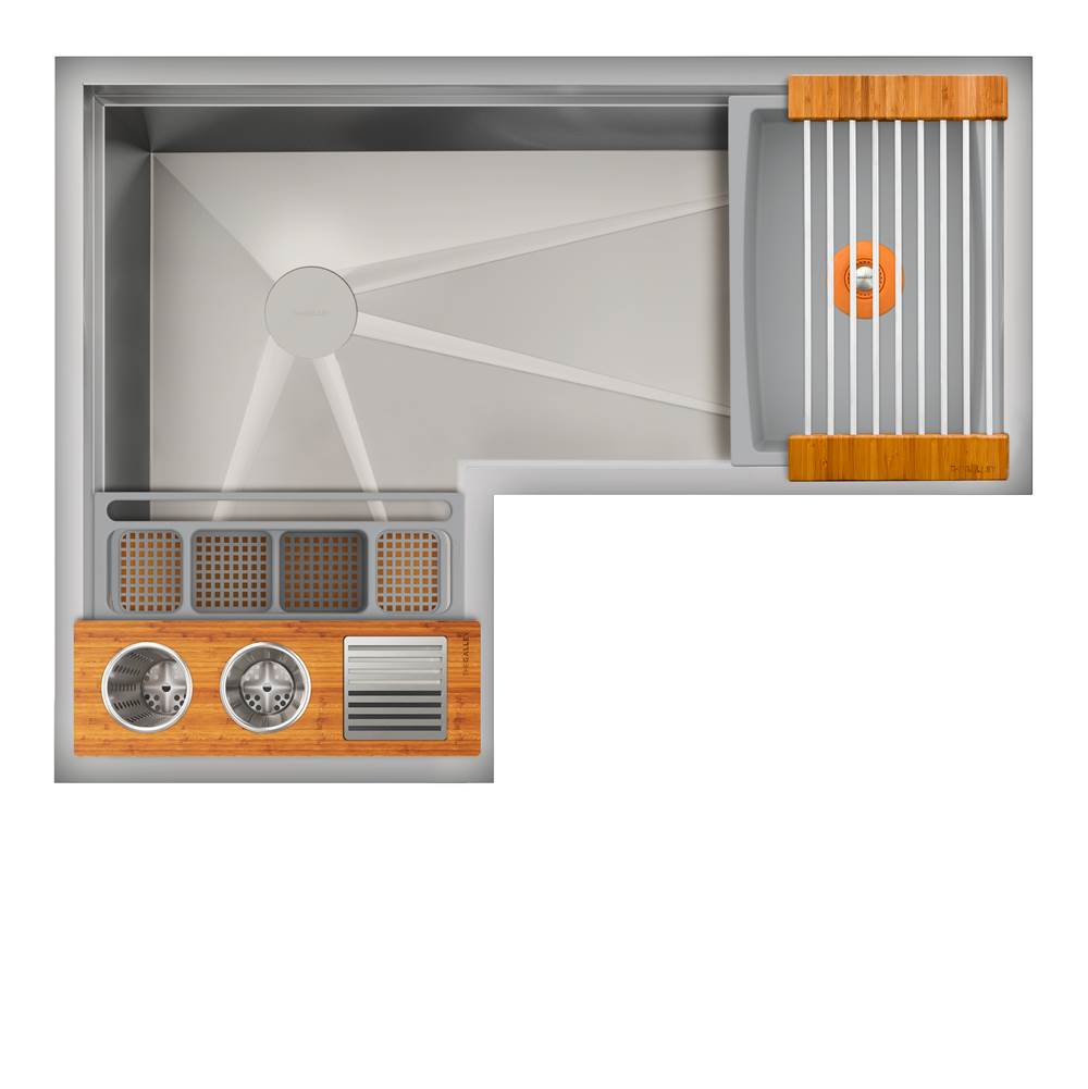 The Galley - Ideal Corner WashStationE 3X4C with Four Tool Wash Kit in Natural Golden Bamboo / Exclusive Gray Resin+ - Natural Golden Bamboo