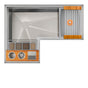 The Galley - Ideal Corner WashStationE 3X4C with Four Tool Wash Kit in Natural Golden Bamboo / Exclusive Gray Resin+ - Natural Golden Bamboo