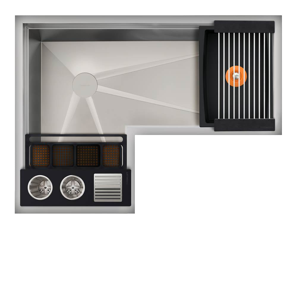 The Galley - Ideal Corner WashStationE 3X4C with Four Tool Wash Kit in Graphite Wood Composite / Graphite Resin+ - Graphite Wood Composite