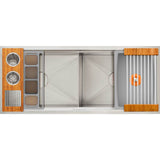 The Galley - Ideal Double Bowl WashStationE 4D with Four Tool Wash Kit in Natural Golden Bamboo / Exclusive Gray Resin+ - Natural Golden Bamboo