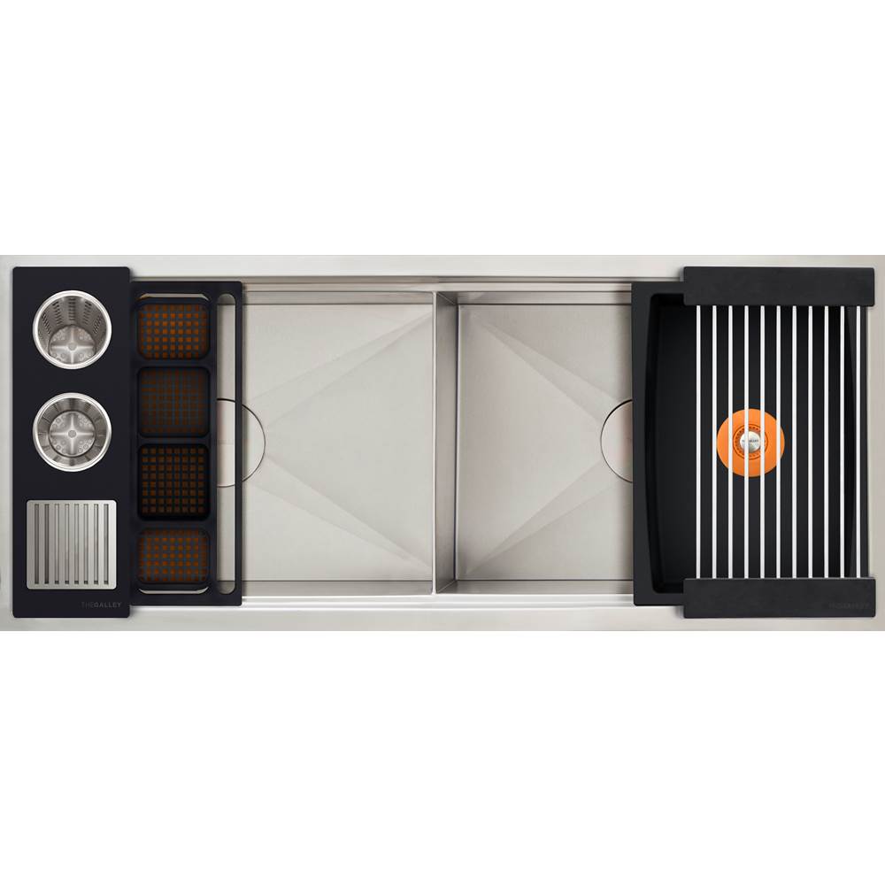 The Galley - Ideal Double Bowl WashStationE 4D with Four Tool Wash Kit in Graphite Wood Composite / Graphite Resin+ - Graphite Wood Composite