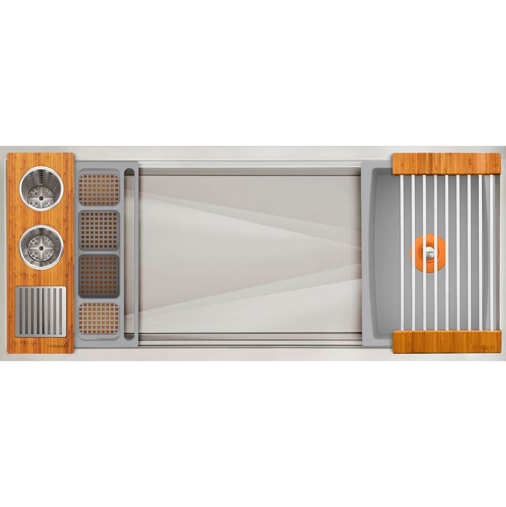 The Galley - Ideal WashStationE 4S with Four Tool Wash Kit in Natural Golden Bamboo / Exclusive Gray Resin+ - Natural Golden Bamboo