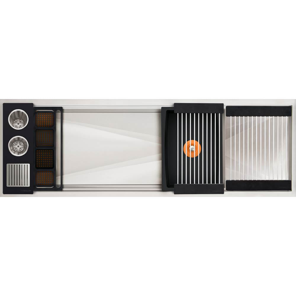 The Galley - Ideal WashStationE 4S + 12'' DryDock Drain Side, Four Tool Wash Kit, One DryDock Tool in Graphite Wood Composite / Graphite Resin+ - Graphite Wood Composite