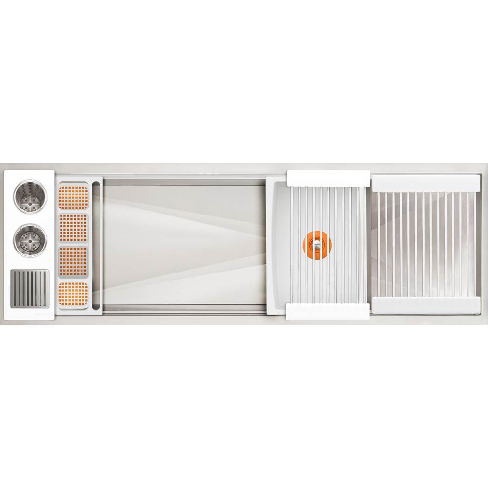 The Galley - Ideal WashStationE 4S + 12'' DryDock Drain Side, Four Tool Wash Kit, One DryDock Tool in Designer White Resin / Resin+ - Designer White Resin