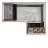 The Galley - Ideal Corner WashStationE 4X3C with Four Tool Wash Kit in American Black Walnut / Graphite Resin+ - American Black Walnut