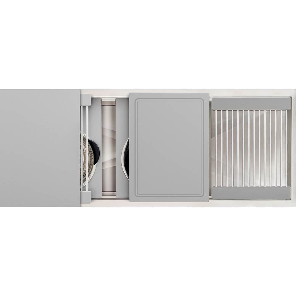 The Galley - Ideal Workstation 3S + 12'' DryDock Drain Side, Five Tool Culinary Kit, One DryDock Tool in Exclusive Gray Resin - Exclusive Gray Resin