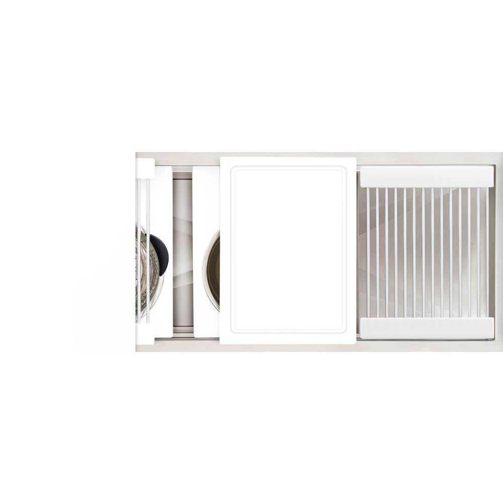 The Galley - Ideal Workstation 3S + 12'' DryDock Drain Side, Five Tool Culinary Kit, One DryDock Tool in Designer White Resin - Designer White Resin