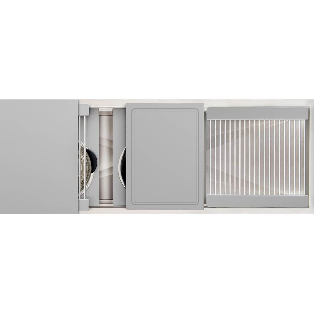 The Galley - Ideal Workstation 3S + 18'' DryDock Drain Side, Five Tool Culinary Kit, One DryDock Tool in Exclusive Gray Resin - Exclusive Gray Resin