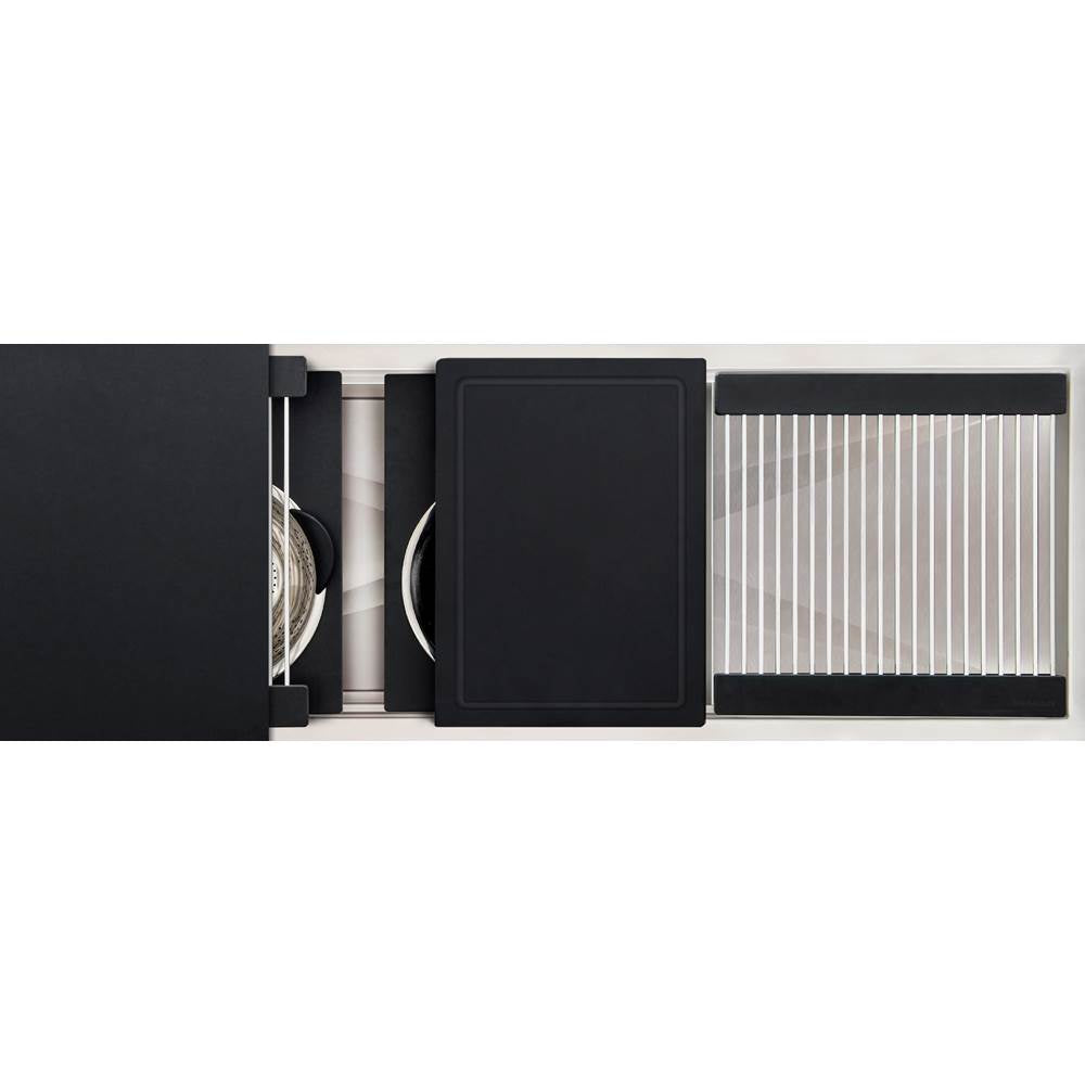 The Galley - Ideal Workstation 3S + 18'' DryDock Drain Side, Five Tool Culinary Kit, One DryDock Tool in Graphite Wood Composite - Graphite Wood Composite