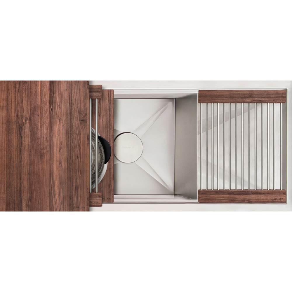 The Galley - Ideal Workstation 30S + 12'' DryDock Drain Side, Five Tool Culinary Kit, One DryDock Tool in American Black Walnut - American Black Walnut