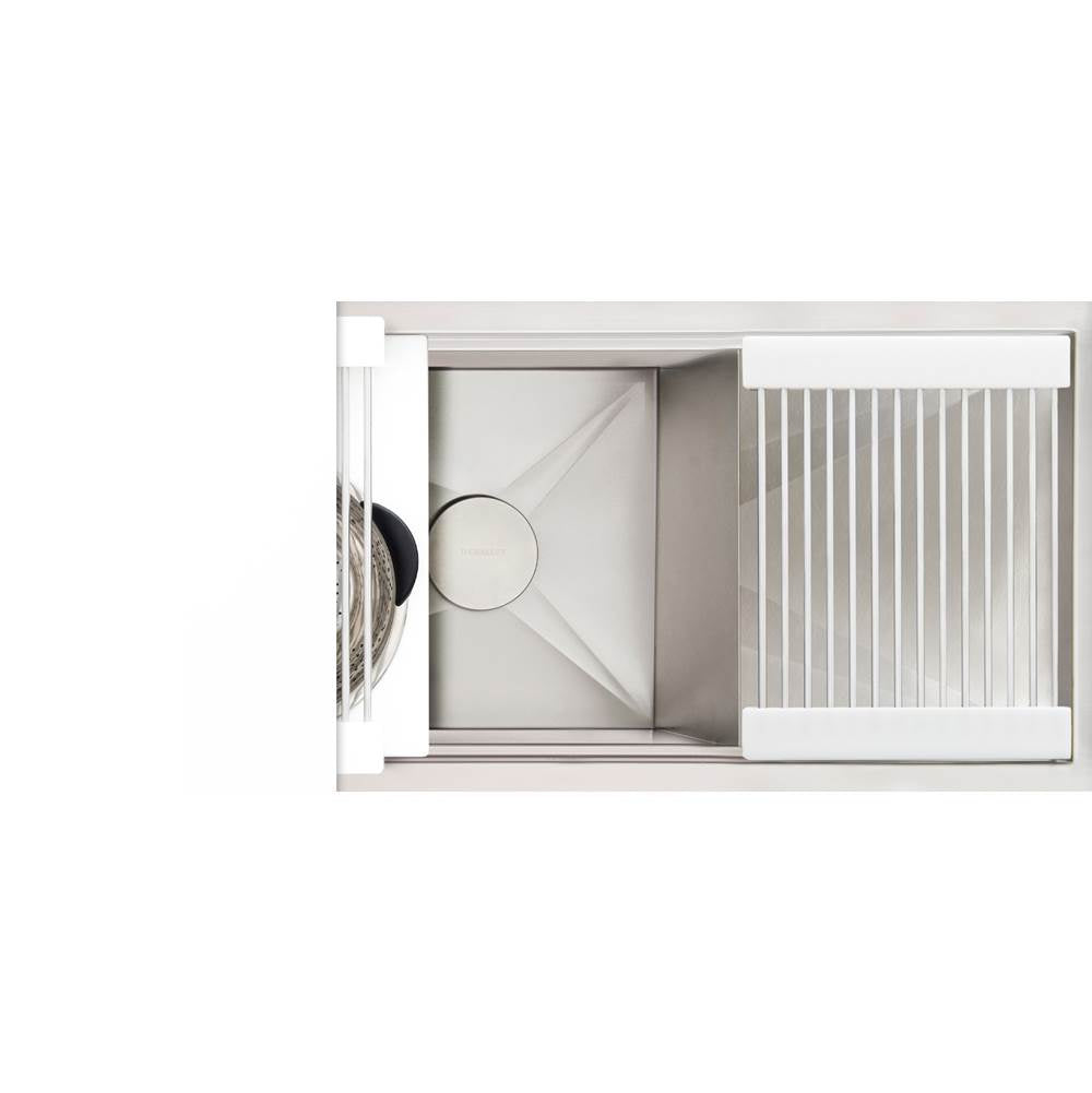 The Galley - Ideal Workstation 30S + 12'' DryDock Drain Side, Five Tool Culinary Kit, One DryDock Tool in Designer White Resin - Designer White Resin