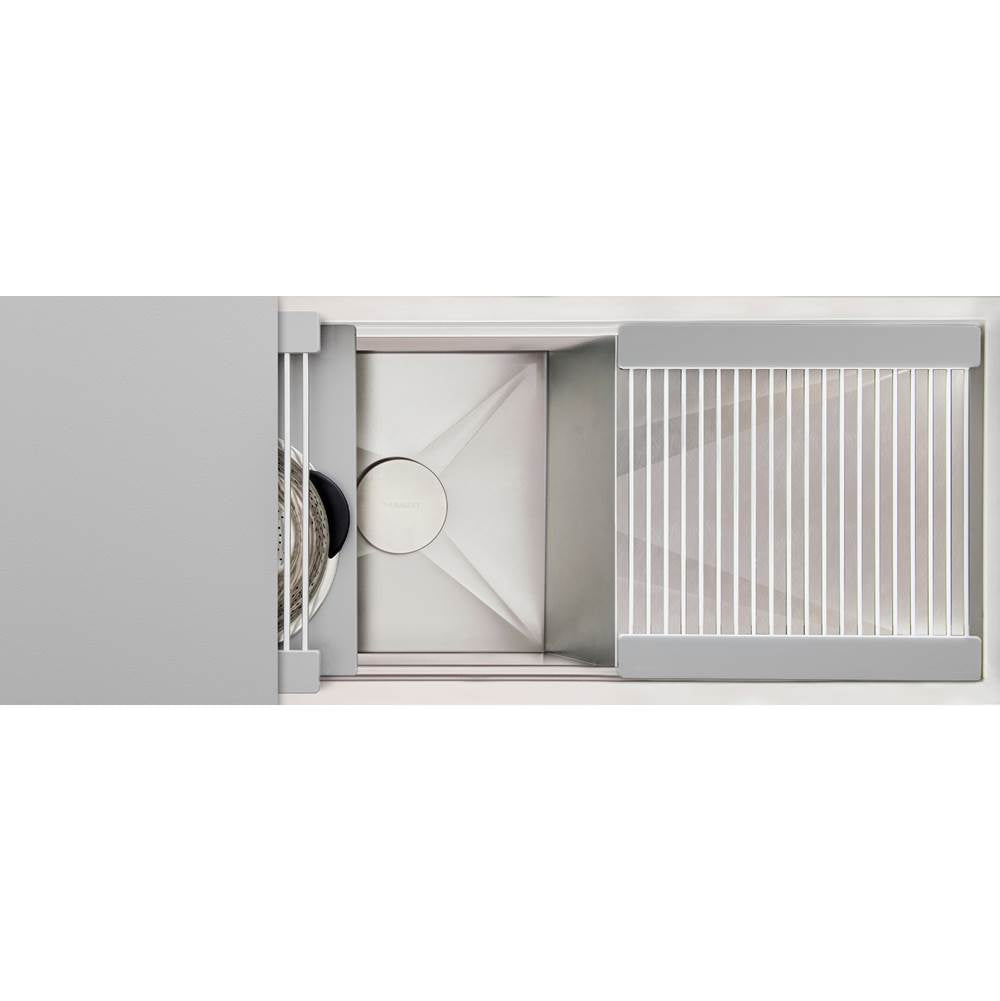 The Galley - Ideal Workstation 30S + 18'' DryDock Drain Side, Five Tool Culinary Kit, One DryDock Tool in Exclusive Gray Resin - Exclusive Gray Resin