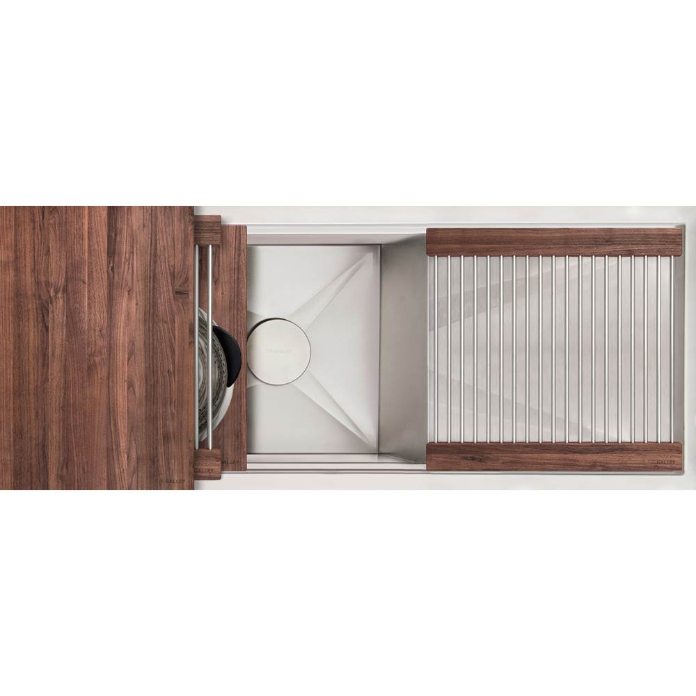 The Galley - Ideal Workstation 30S + 18'' DryDock Drain Side, Five Tool Culinary Kit, One DryDock Tool in American Black Walnut - American Black Walnut
