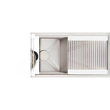 The Galley - Ideal Workstation 30S + 18'' DryDock Drain Side, Five Tool Culinary Kit, One DryDock Tool in Designer White Resin - Designer White Resin
