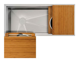 The Galley - Ideal Corner Workstation 3X4C with Five Tool Culinary Kit in Natural Golden Bamboo - Natural Golden Bamboo
