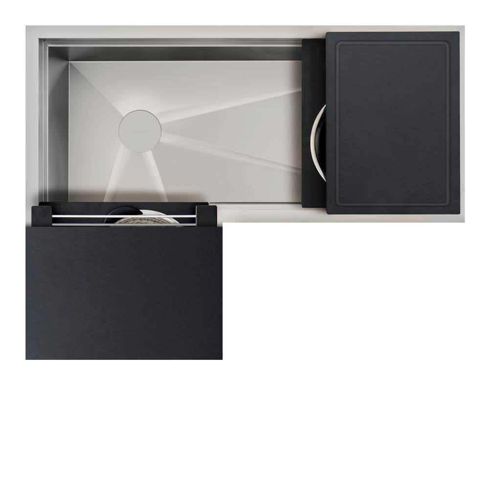 The Galley - Ideal Corner Workstation 3X4C with Five Tool Culinary Kit in Graphite Wood Composite - Graphite Wood Composite