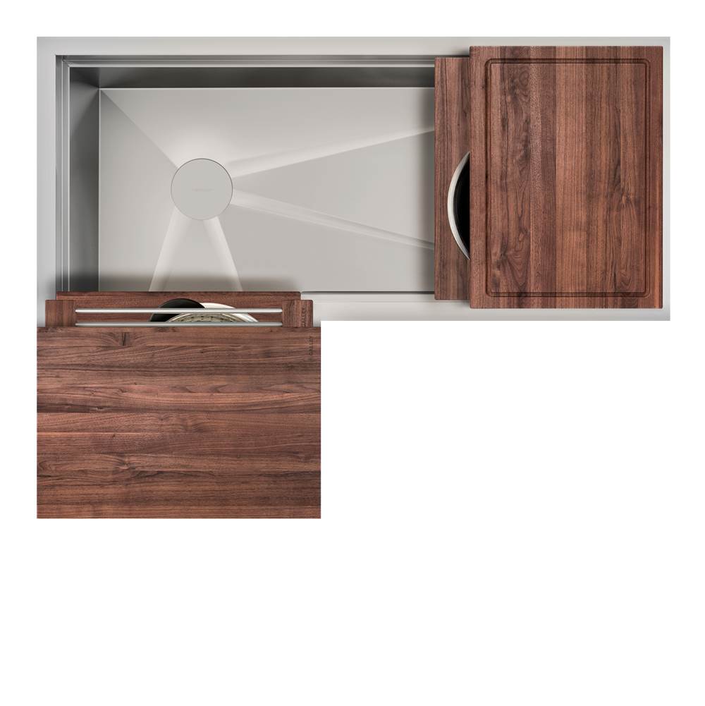The Galley - Ideal Corner Workstation 3X4C with Five Tool Culinary Kit in American Black Walnut - American Black Walnut