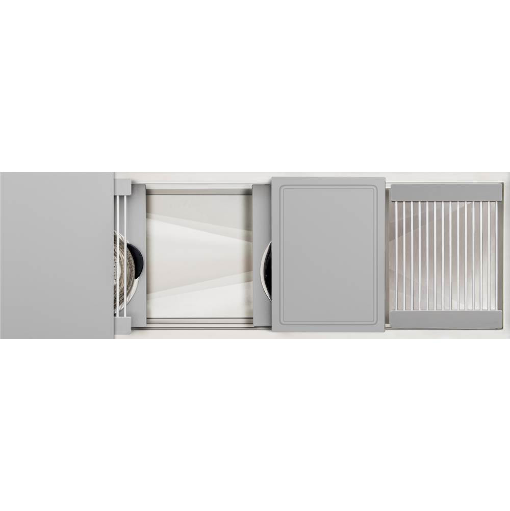 The Galley - Ideal Workstation 4S + 12'' DryDock Drain Side, Five Tool Culinary Kit, One DryDock Tool in Exclusive Gray Resin - Exclusive Gray Resin