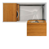The Galley - Ideal Corner Workstation 4X3C with Five Tool Culinary Kit in Natural Golden Bamboo - Natural Golden Bamboo