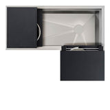 The Galley - Ideal Corner Workstation 4X3C with Five Tool Culinary Kit in Graphite Wood Composite - Graphite Wood Composite