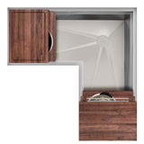 The Galley - Ideal Corner Workstation 4X4C with Five Tool Culinary Kit in American Black Walnut - American Black Walnut