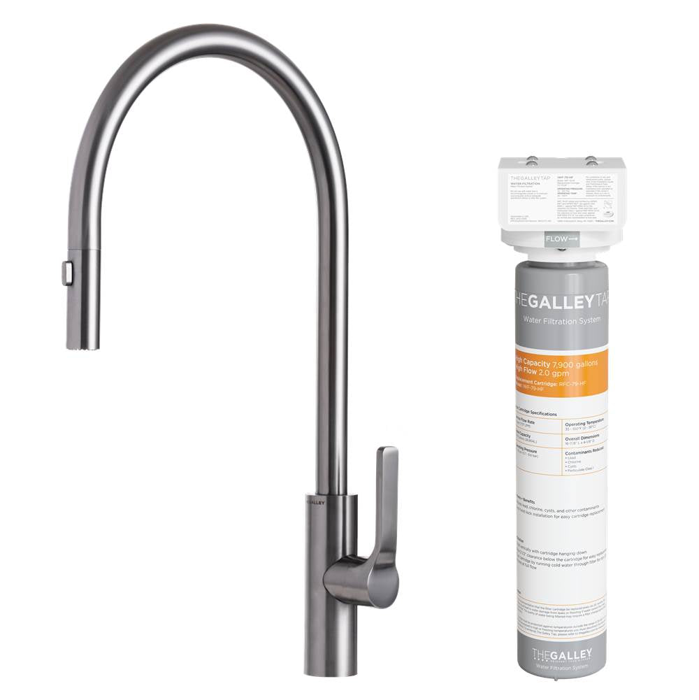 The Galley - Ideal Tap Eco Flow in PVD Gun Metal GrayE Stainless Steel and Water Filtration System - PVD Gun Metal Gray