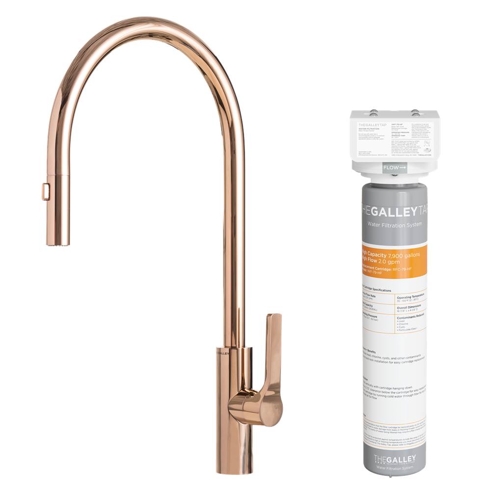 The Galley - Ideal Tap High Flow in PVD Polished Rose Gold Stainless Steel and Water Filtration System - PVD Polished Rose Gold